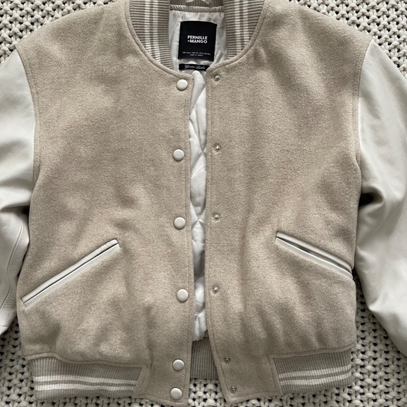 Pernille x Mango Cream Wool Bomber Baseball / Letterman's Jacket - Picture 5 of 9